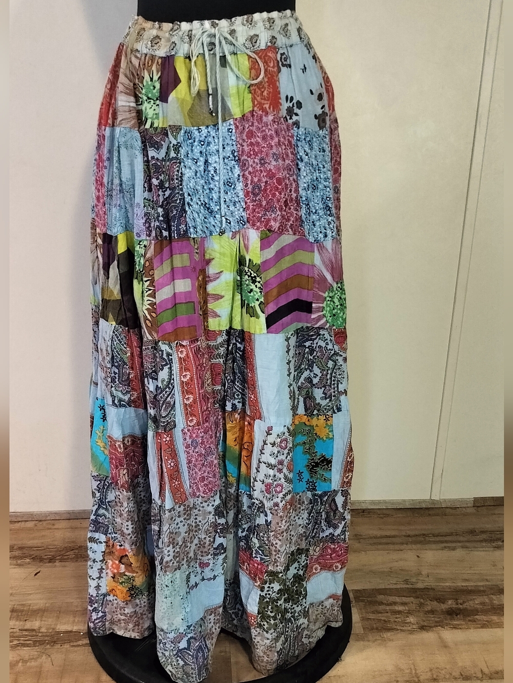 Sacred Threads Multicolor Patchwork Maxi Skirt